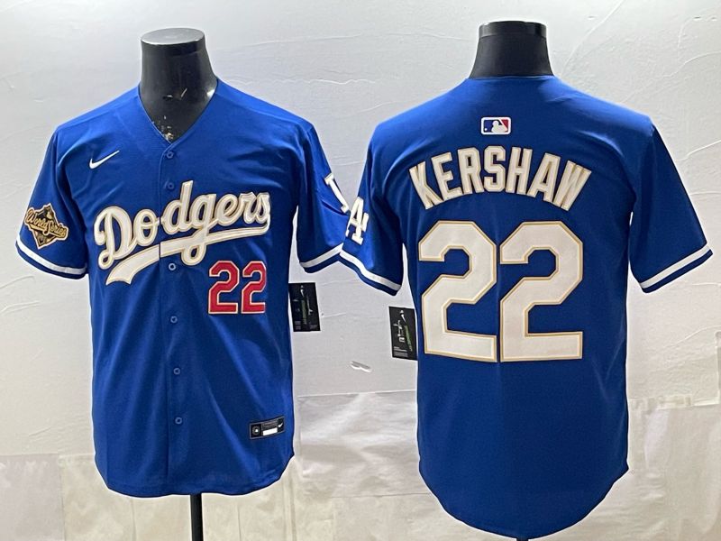 2026 Men Nike Los Angeles Dodgers #22 Kershaw Blue gold Game MLB Jersey 002